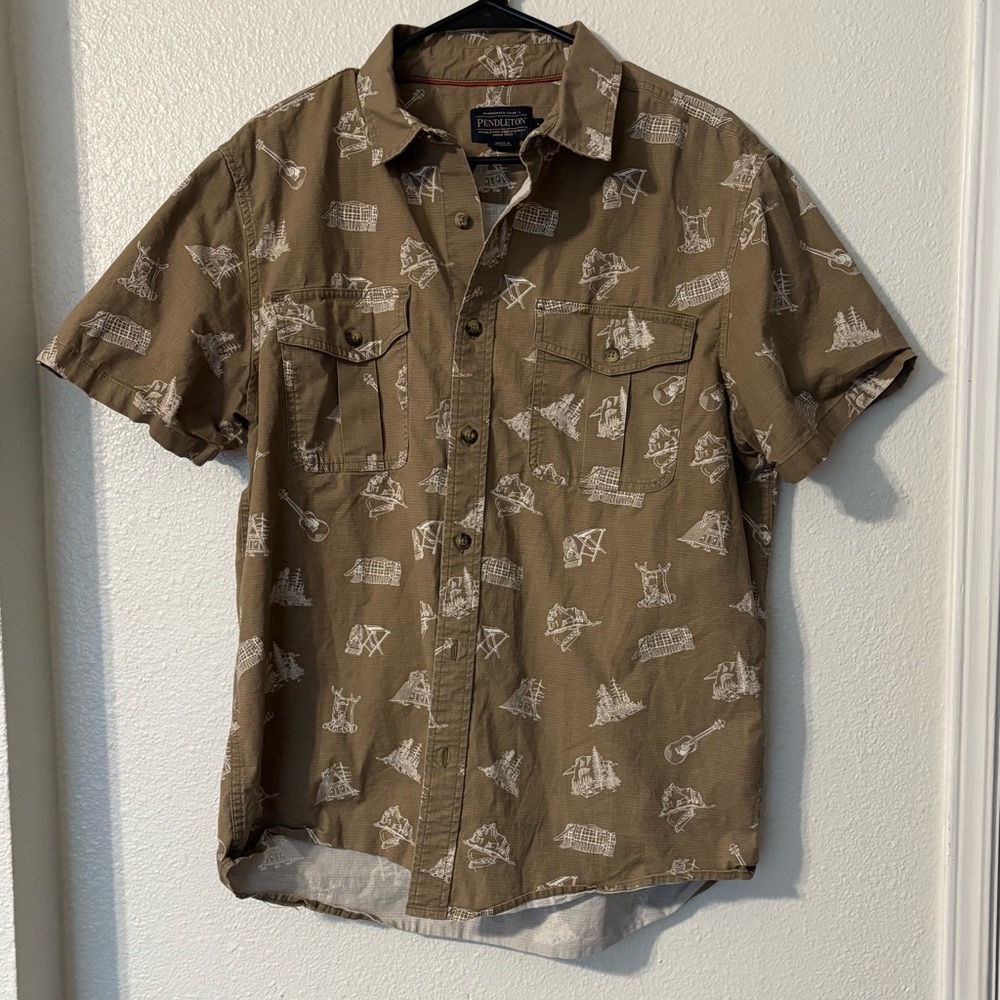 Men’s Pendleton Button Up- Camping design